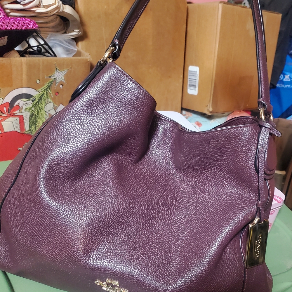Coach Deep Purple Leather Shoulder Bag